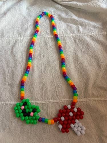 Frog/mushroom necklace