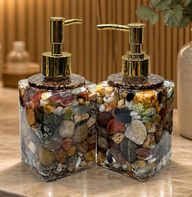 Liquid Soap Dispensers made from rocks and fossils with Pet — photo 1