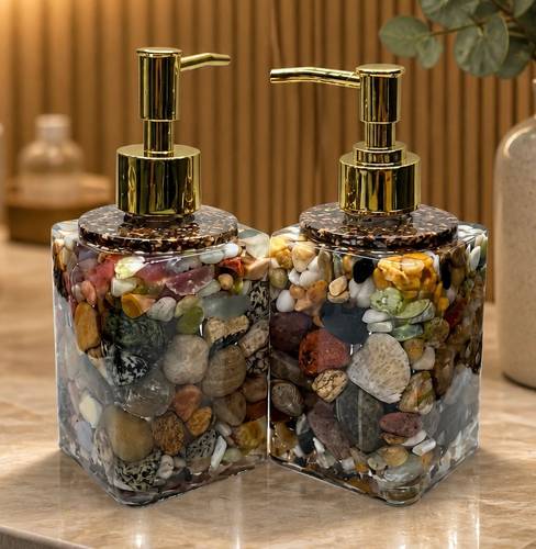 Liquid Soap Dispensers made from rocks and fossils with Pet