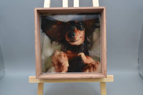 Handmade Dachshund Epoxy Resin Wooden Tray Art