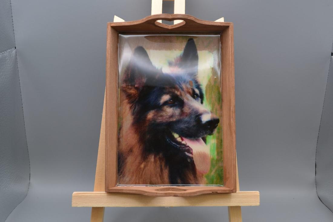 Handmade German Shepherd Resin Wood Tray Art — photo 1