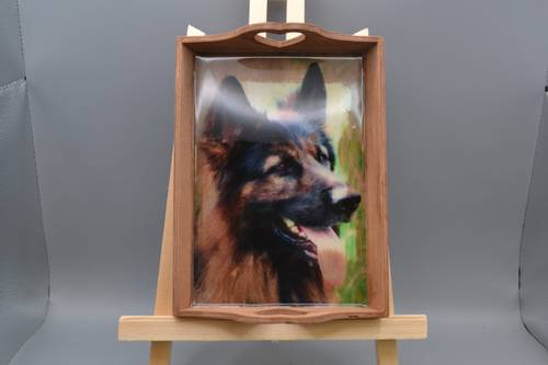 Handmade German Shepherd Resin Wood Tray Art