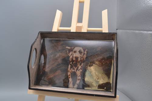 Dalmatian Dog Resin Wood Mini Tray Art, Handcrafted Timber Portrait Catchall Dish, Coach Dog Desk Decor & Wall Plaque Keepsake Gift