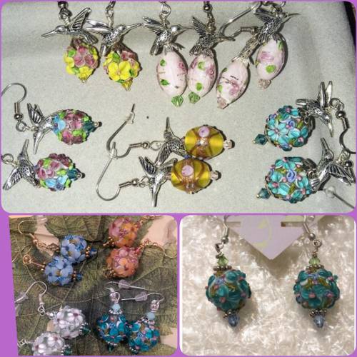 Flower beaded earrings