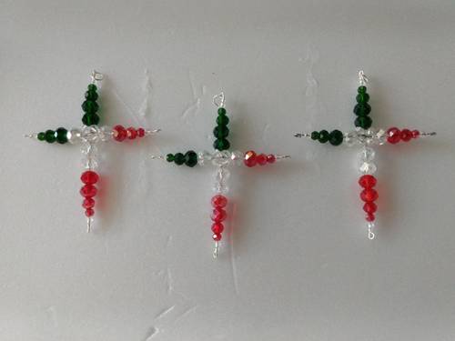 Crystal Cross Christmas Ornaments set of 3
