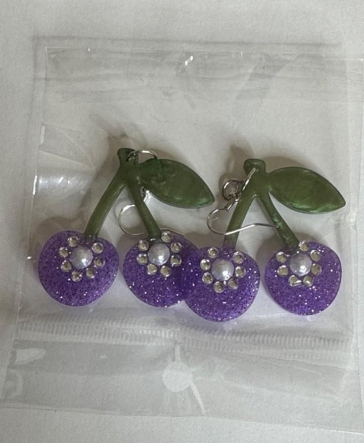 Purple cherry earrings — photo 1