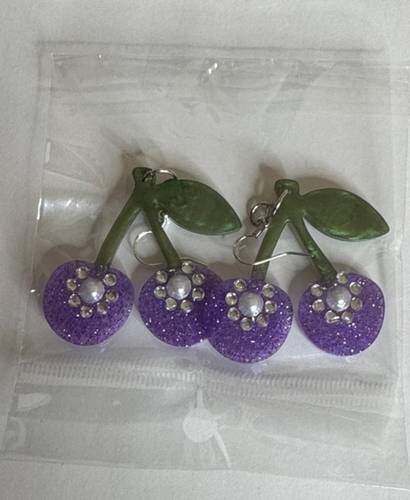 Purple cherry earrings