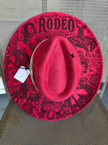 Laser engraved vegan suede cowboy or cowgirl hat.