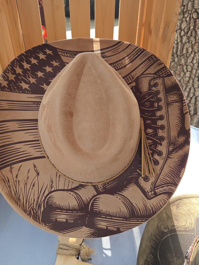Custom Patriotic "Honor and Service" Western Hat – One-of-a-Kind Statement Piece — photo 1
