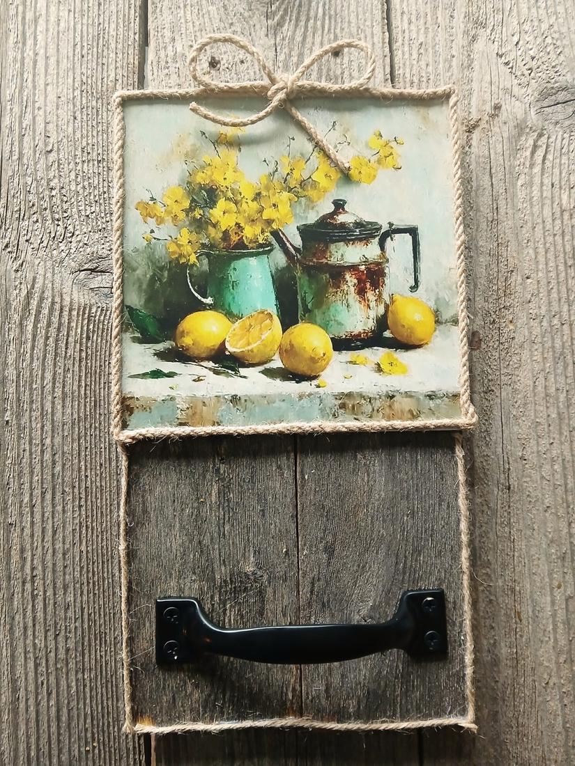 Yellow Flowers & Lemons Kitchen Towel Hanger — photo 1