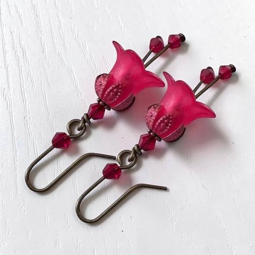 Garnet Flower Earrings, Red Floral Earrings, Vintage Style Red Crystal Jewellery Set, Romantic Jewellery Set, Anniversary Gift For Wife