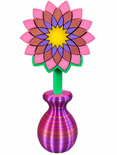Large Flower Pixel Fidget with Stem and Vase
