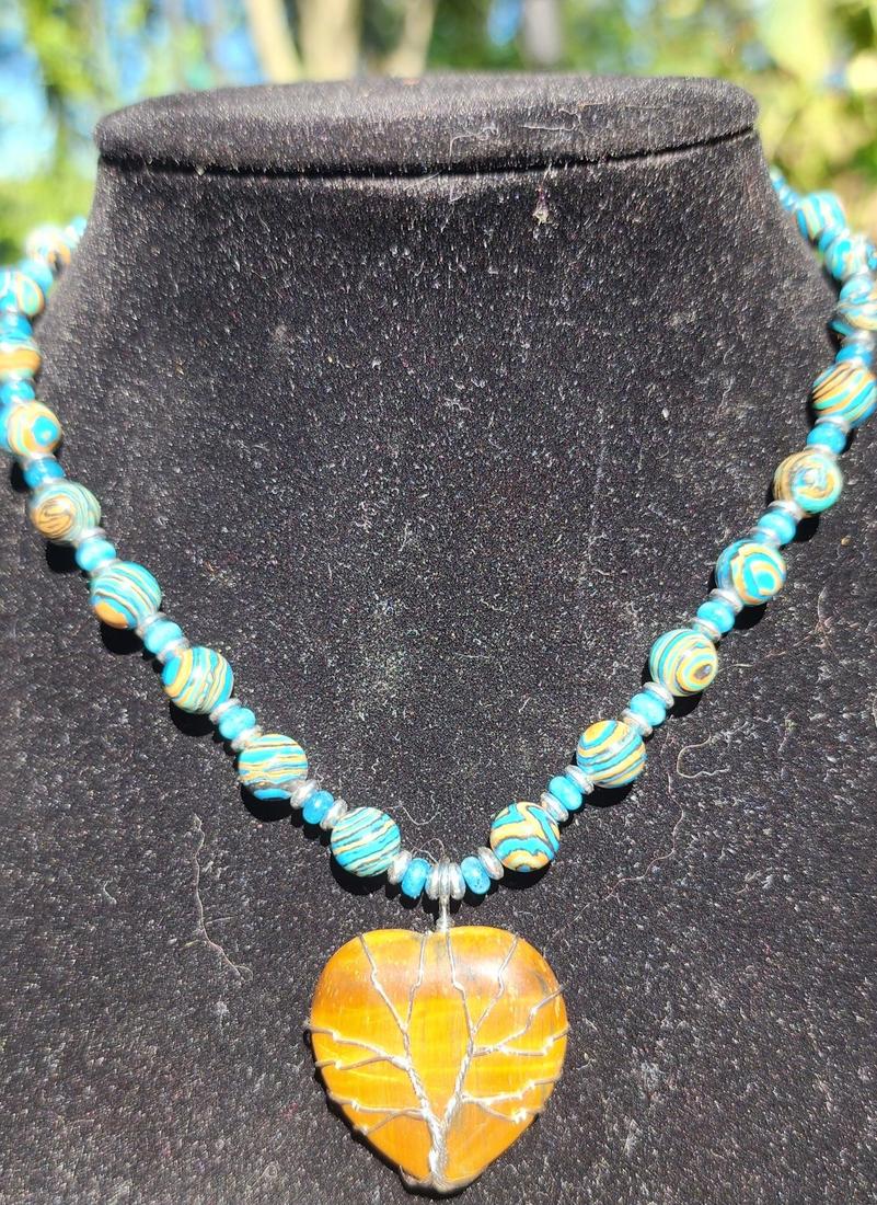 Wrapped tiger's eye necklace — photo 1