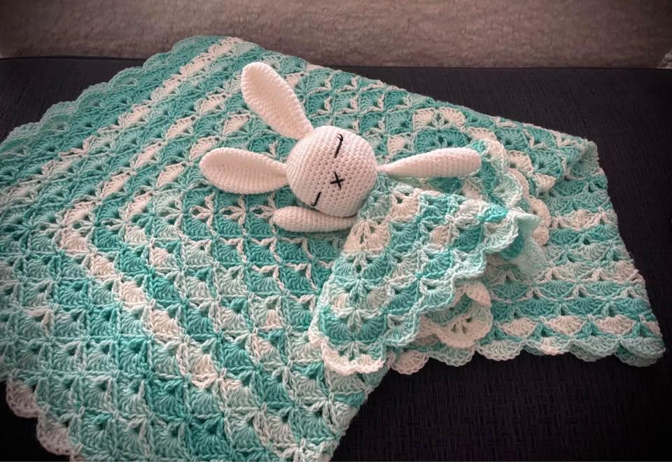 Handmade Crochet Baby Bunny Lovey & Matching Blanket — photo 1